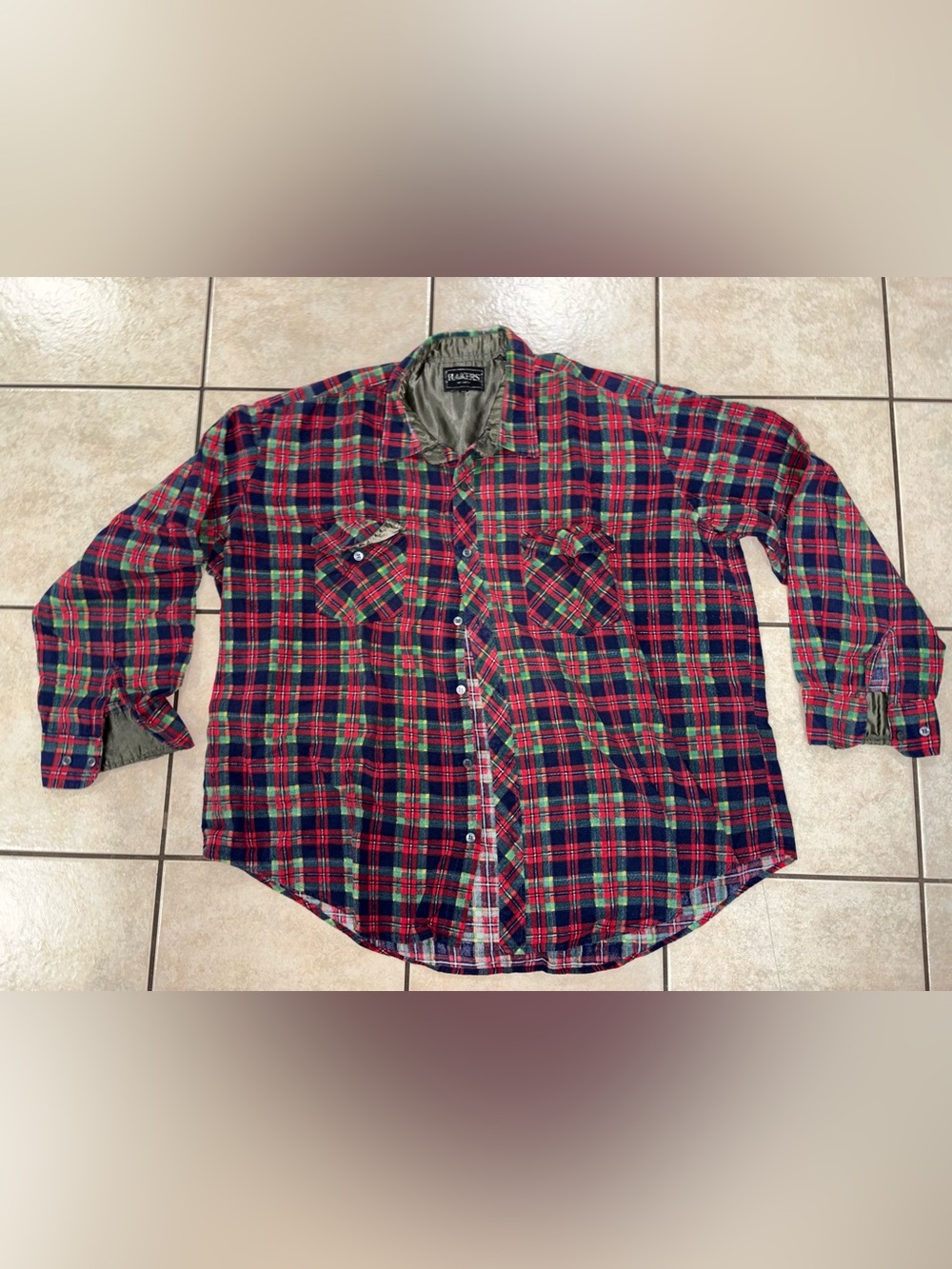 Vintage Hakers Red & Green Plaid Flannel Shirt